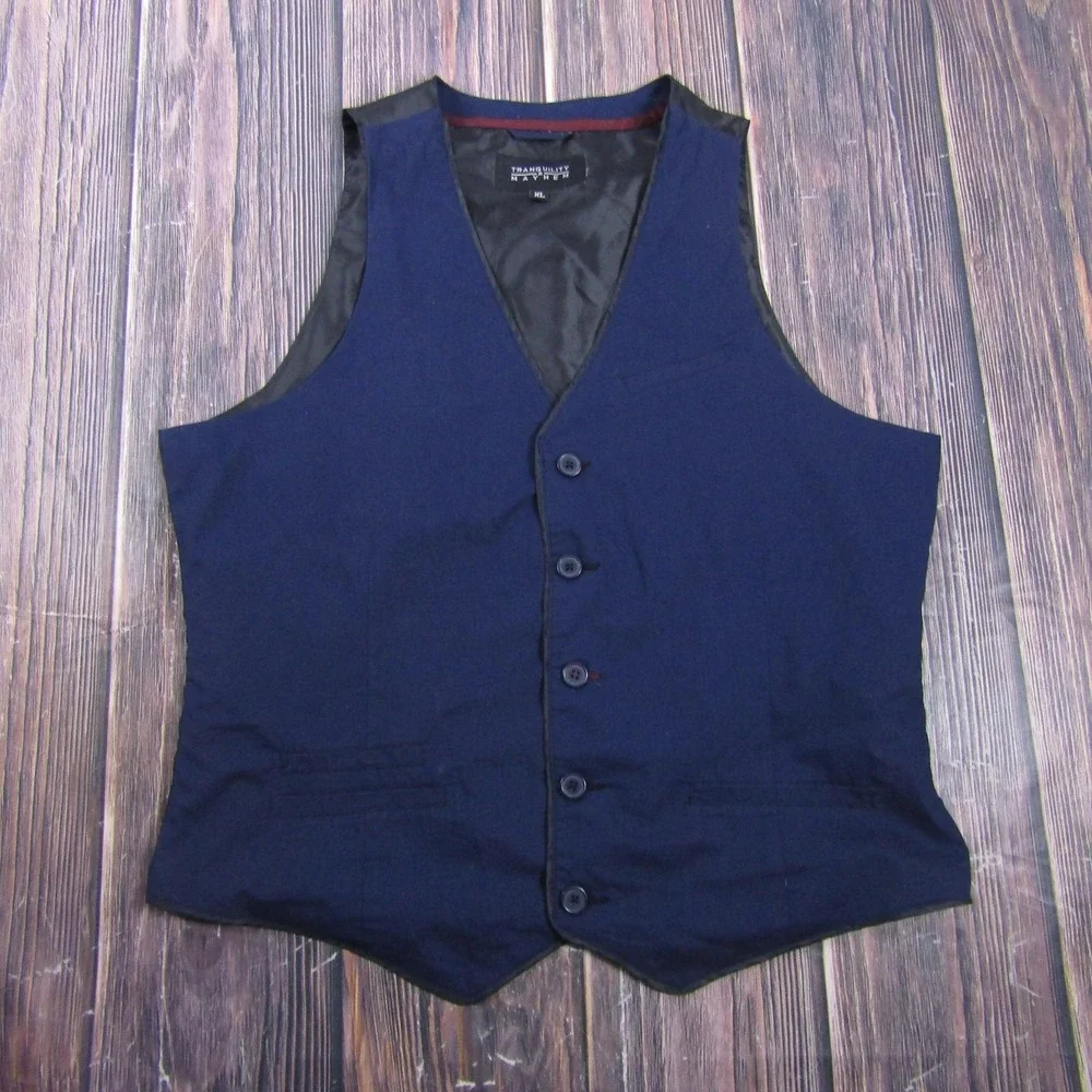 Suit Vest Tranquility & Mayhem Mens XL Blue‎ Polyester 2 Piece Belted Formal
